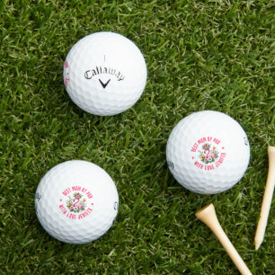 Cute Pink Flamingo Spring Tropical Flowers Golf Balls