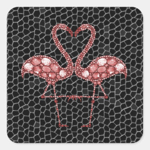 Cute Pink Flamingo Square Sticker