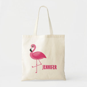 Cute pink flamingo tote bag