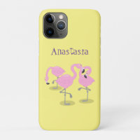 Cute pink flamingo trio cartoon illustration