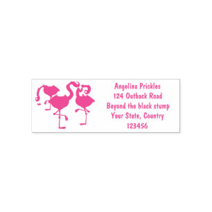 Cute pink flamingo trio cartoon illustration self-inking stamp