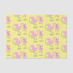 Cute pink flamingo trio cartoon illustration tissue paper