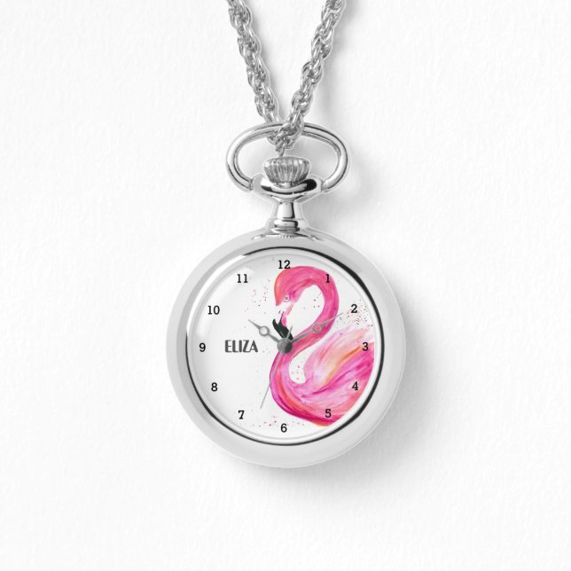 Cute Pink Flamingo Tropical Bird Wildlife Watch (Front)