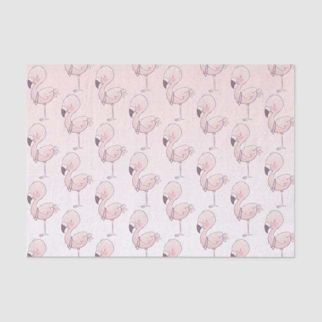 Cute Pink Flamingo Tropical Pattern Tissue Paper (Front)