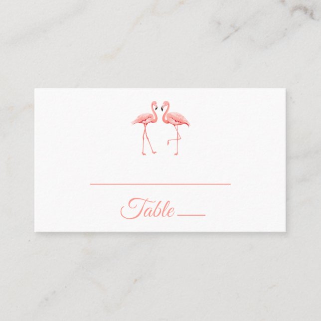 Cute Pink Flamingo Tropical Wedding Bridal Shower Place Card (Front)