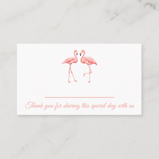 Cute Pink Flamingo Tropical Wedding Bridal Shower Place Card (Front)