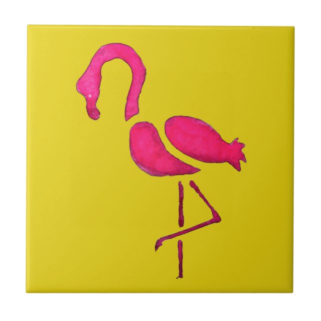Cute pink flamingo unique bird ceramic tile (Front)