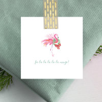 Cute Pink Flamingo Watercolor Mini Christmas