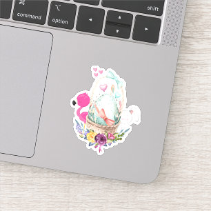 Cute Pink Flamingo White Bunny and Egg