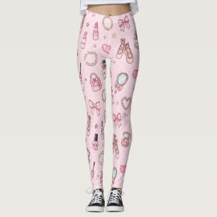 Cute Pink Flamingo with Bow Yellow Leggings - Coqu