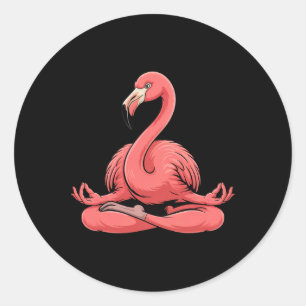 Cute Pink Flamingo Yoga Meditation  Classic Round Sticker