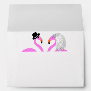 Cute Pink Flamingos Bride & Groom Wedding Envelope