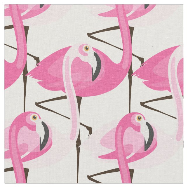 Cute Pink Flamingos Fabric (Close Up)