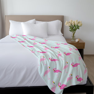 Cute Pink Flamingos Fleece Blanket