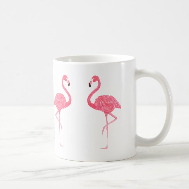 Cute pink Flamingos Illustration Coffee Mug (Right)
