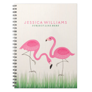 Cute Pink Flamingos Illustration Notebook