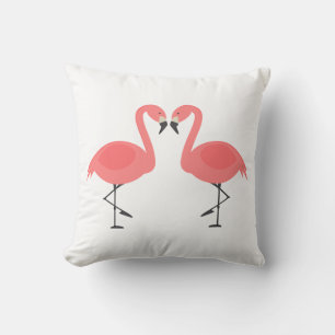 Cute Pink Flamingos Love Tropical Wedding Beach Cushion