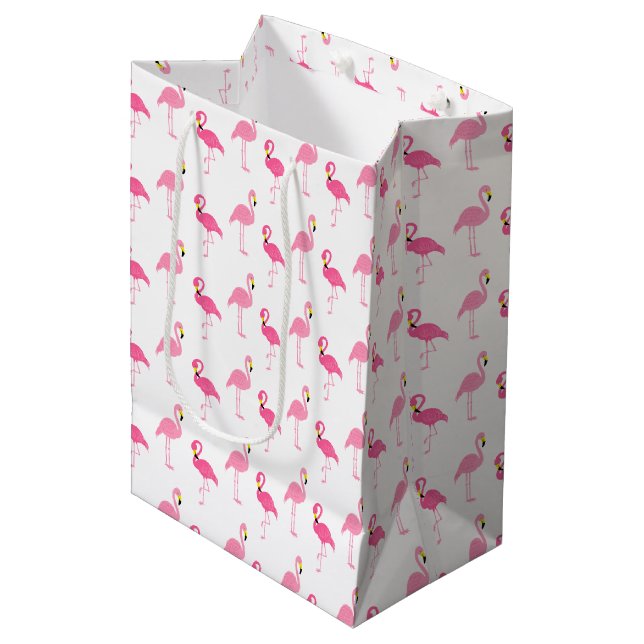 Cute Pink Flamingos Medium Gift Bag (Front Angled)