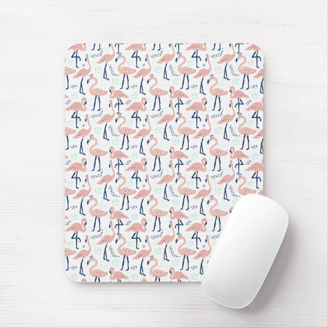 Cute pink flamingos mouse pad (With Mouse)