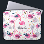 Cute Pink Flamingos Pattern Monogram Laptop Sleeve<br><div class="desc">Monogramed cute pink flamingos seamless pattern,  featuring single flamingo and monogram.</div>