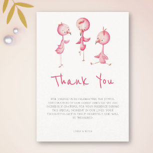Cute Pink Flamingos Triplets Baby Shower Thank You Card