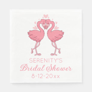 Cute Pink Flamingos Tropical Beach Bridal Shower Napkin