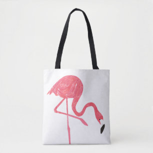 Cute Pink Flamingos Watercolor Illustration Tote Bag
