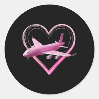 Cute Pink Flight Funny Unisex Design for Men Women Classic Round Sticker