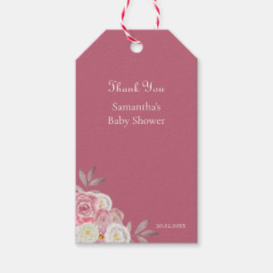Cute PInk Floral Baby Shower Thankyou Gift Tags