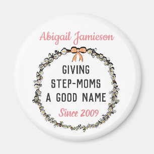 Cute Pink Floral Best Stepmom Happy Mother's Day Magnet