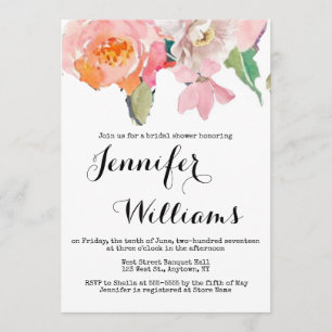Cute pink floral bridal shower invitations