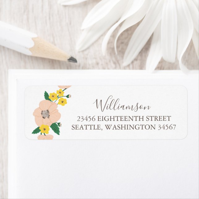Cute Pink Floral Bridal Shower Return Address Label (Insitu)