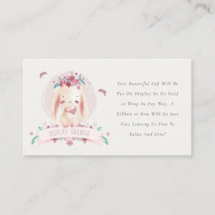 Cute Pink Floral Bunny Birds Display Baby Shower Enclosure Card