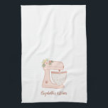 Cute Pink Floral Cake Mixer Bakery Chef  Tea Towel<br><div class="desc">A cute pink cake mixer with flowers decorates this kitchen towel. Personalise it with your name. Designed for you by blackberry Boulevard.</div>