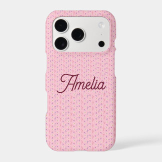 Cute Pink Floral Coquette Personalise Name iPhone