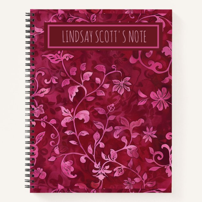 Cute Pink Floral Custom Name To Do List Journal (Front)