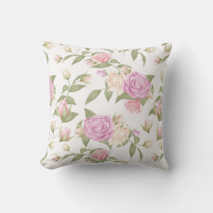 Cute Pink Floral Drawing Cushion