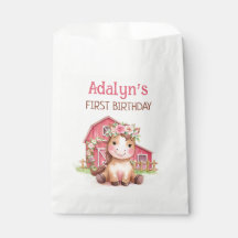 Cute Pink Floral Horse Birthday