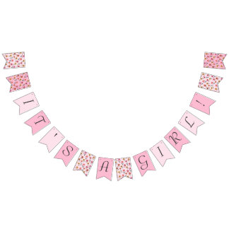 Cute Pink Floral It's a Girl Baby Shower Decor  Bunting