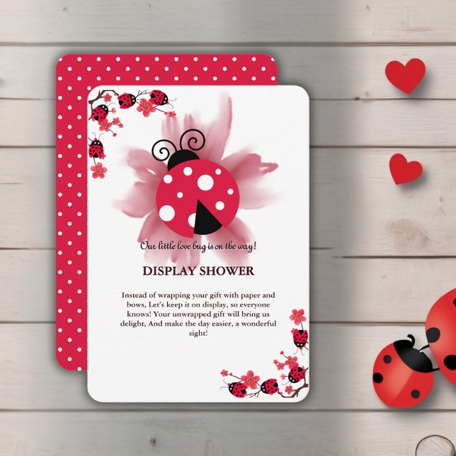 Cute Pink Floral Our Little Love Bug Baby Shower Enclosure Card (Creator Uploaded)