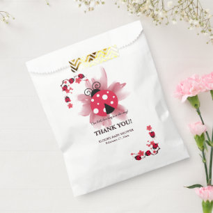 Cute Pink Floral Our Little Love Bug Baby Shower Favour Bag