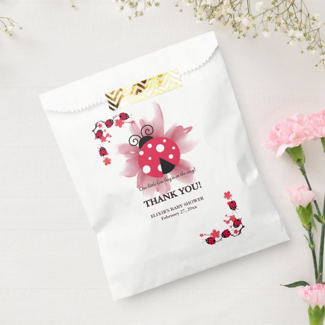 Cute Pink Floral Our Little Love Bug Baby Shower Favour Bag (Sealed)