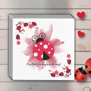 Cute Pink Floral Our Little Love Bug Baby Shower Napkin