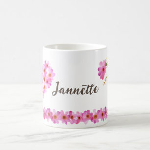 Cute Pink Floral Personalized Women Coffee Mug