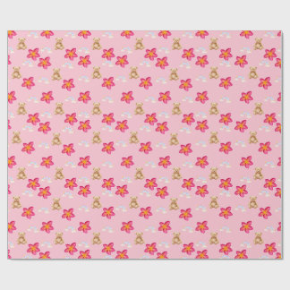Cute Pink Floral Star Pattern Wrapping Paper | Ae