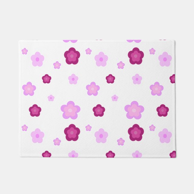 Cute pink flower floral gradient Pattern  Doormat (Front)