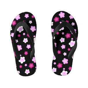 Cute pink flower floral gradient Pattern Kid's Thongs