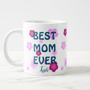 Cute pink flower floral gradient Pattern Large Coffee Mug