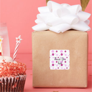 Cute pink flower floral gradient Pattern  Square Sticker