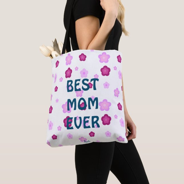 Cute pink flower floral gradient Pattern  Tote Bag (Close Up)